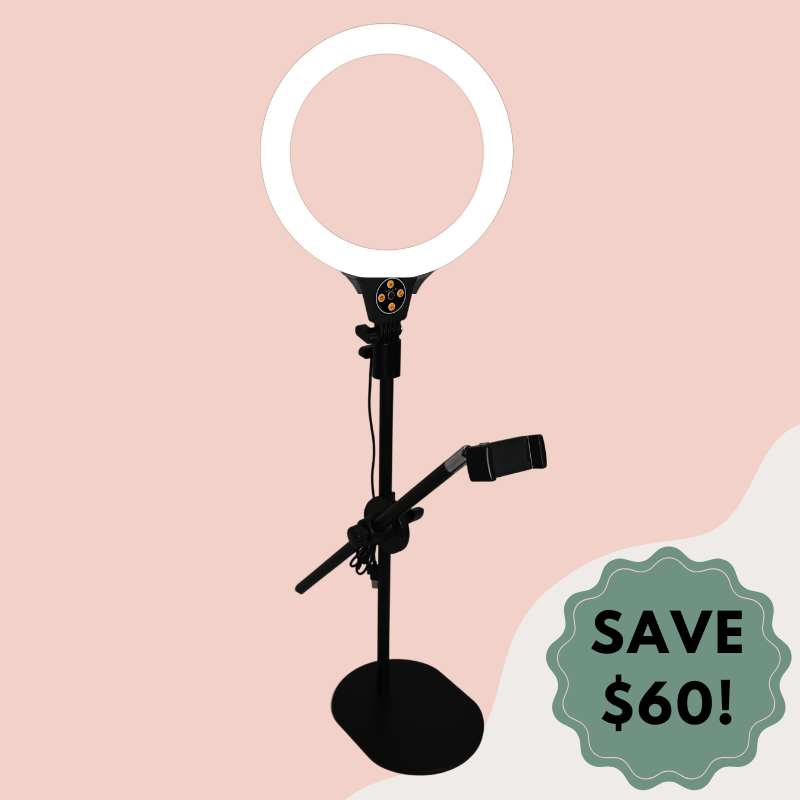 EXECU-LUXE Matte Black Metal Desktop Ring Light