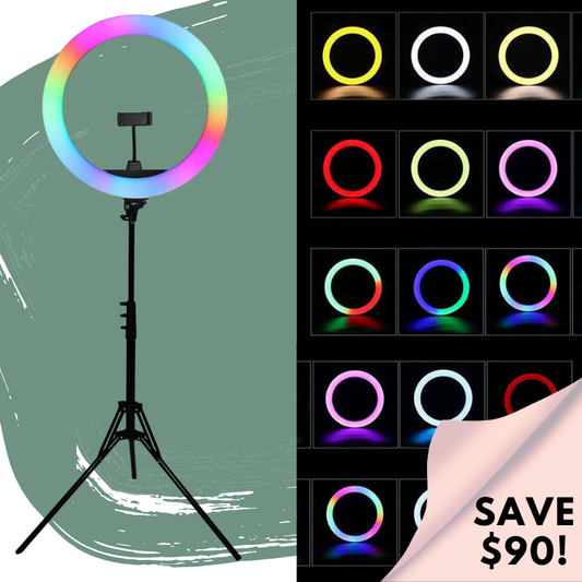 18" RGB LED Glow Ring Light Set (Rainbow)