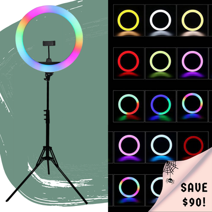 18" RGB LED Glow Ring Light Set (Rainbow)