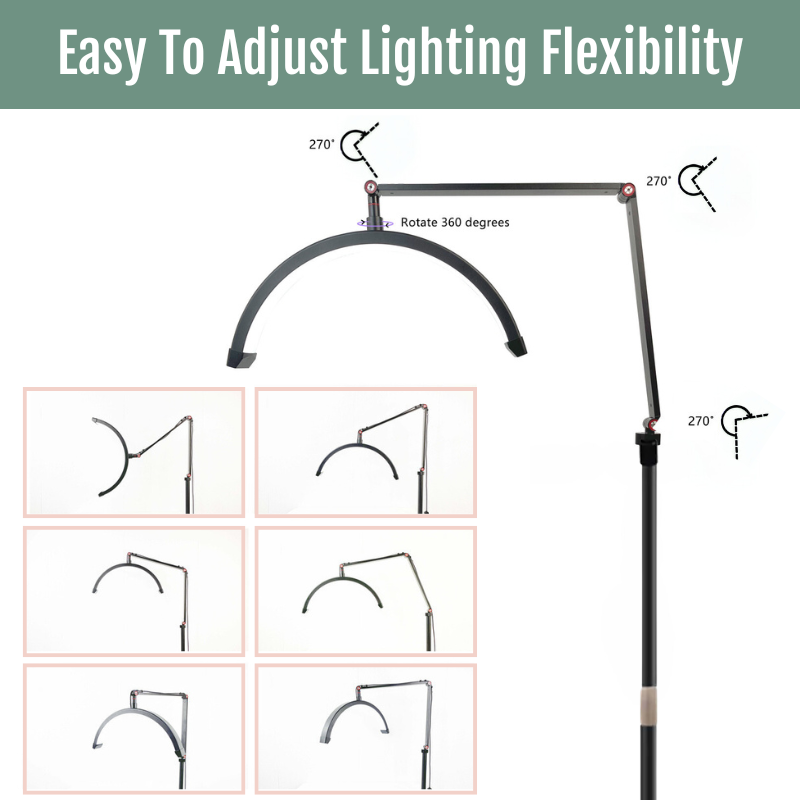 Professional 23" Half Moon LED Light Stand with Wheel Base