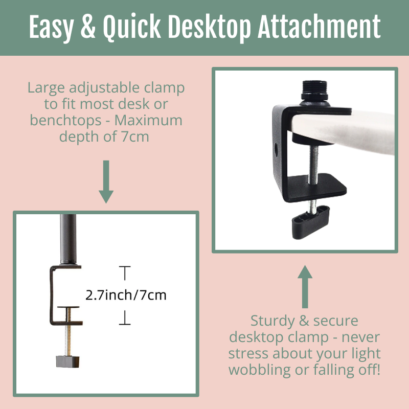 Professional 16" Half Moon Desktop Clamp LED Light