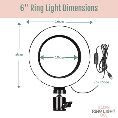 6 Inch LED Glow Ring Light/Selfie Light - Glow Ring Light Co. Australia - Free Shipping + AfterPay