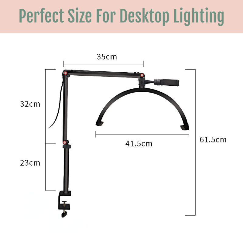 Professional 16" Half Moon Desktop Clamp LED Light