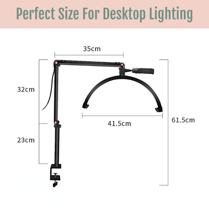 Professional 16" Half Moon Desktop Clamp LED Light