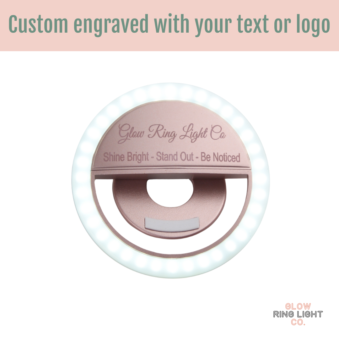 Custom Engraved Pocket Selfie Ring Light for Phone/iPad - Rose Gold