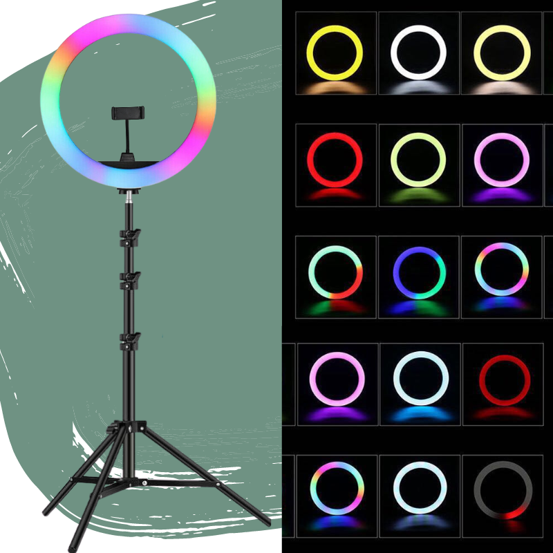 18" RGB LED Glow Ring Light Set (Rainbow)