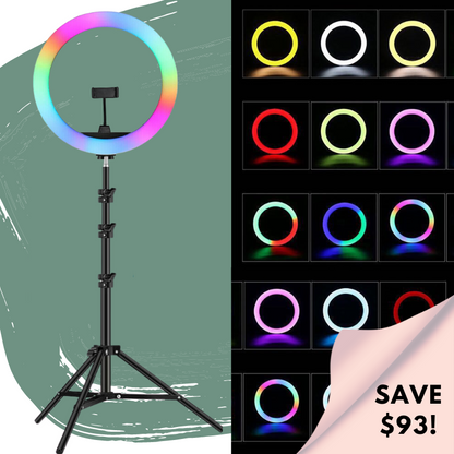 18" RGB LED Glow Ring Light Set (Rainbow)