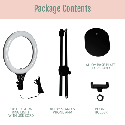 Glow Co. EXECU-LUXE Matte Black Metal Desktop Ring Light - Glow Ring Light Co. Australia